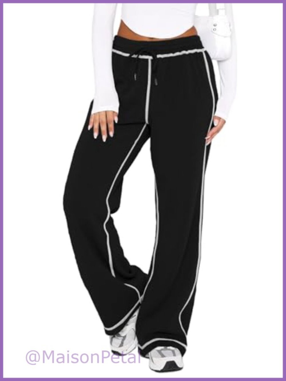 Wide Leg Sweatpants Track Pants Lounge Joggers Pull On Drawstring